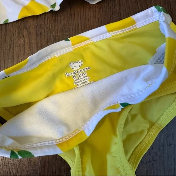 Koala Kids Yellow & White Baby Girl Lemon Tankini Swimsuit 6-9 Months - Picture 4 of 6